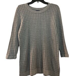 LANDS END waffle knit sweater, size Large, gray, 3/4 sleeves. Normcore